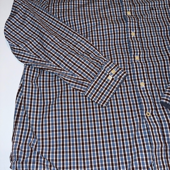 IZOD Mens Long Sleeve Button Up Size XXL Blue Plaid Shirt - Picture 2 of 7